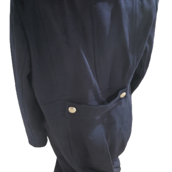 Karl Lagerfeld Paris Navy Wool Pea Coat (XL) - Picture 3 of 7